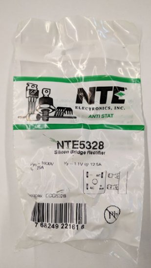 NTE5328 Bridge Rectifier Full Wave Single Phase 1000V 25A QC