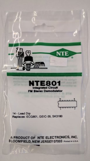 NTE801 IC, FM Stereo Demodulator, 14-Lead DIP
