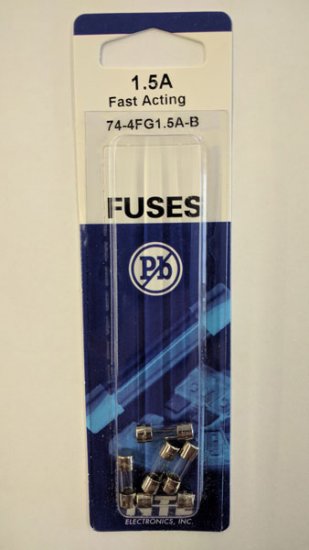 1.5 Amp (2AG) Fuse (5Pk) Fast Acting 4.5x15mm
