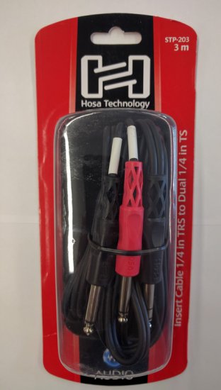 3m (9.9') Insert Cable 1/4 in TRS to Dual 1/4 in TS