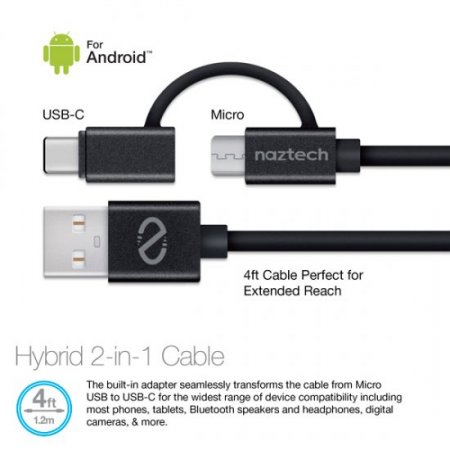 Naztech Safety Essentials Car Kit - Hybrid USB-C - Black