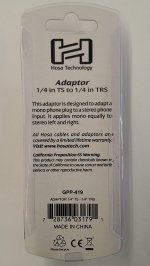 Adaptor 1/4in TS to 1/4in TRS