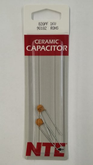 820pf/0.82nf/0.00082uf 1000V Ceramic Disc Capacitor (2Pk)