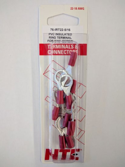 Ring Terminal Insulated Vinyl (PVC) 22-18Awg 5/16" (10Pk)