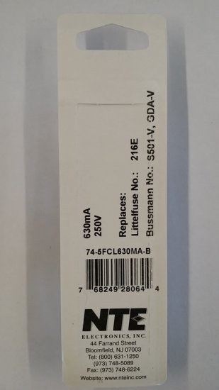 0.63 Amp (630mA) GDA-V Axial Ceramic Fuse 5Pk Fast Acting 5x20mm