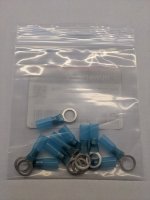 Heat Shrink Adhesive Ring Terminal, 5/16", Blue, 16-14 Awg 10Pk