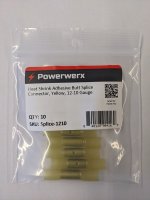 Heat Shrink Adhesive Butt Splice Connector Yellow 12-10 Awg 10Pk
