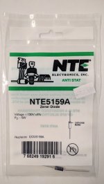 NTE5159A Zener Diode 130.0V 5W Axial Leaded