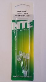 5mm Bi-Color Yellow+Yellow Green LED 35/50mcd (5Pk) Diffused Len