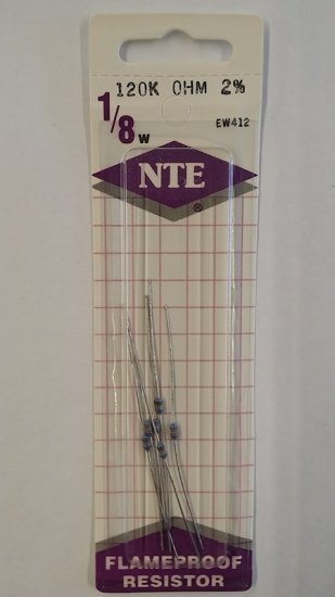 120K Ohm, 1/8W, 2% Metal Film Flameproof Resistor (6Pk)