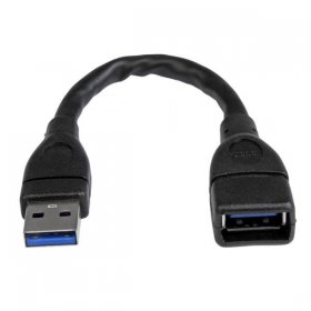 USB 3.0 A-to-A Extension Cable - M/F - 6 in, Black