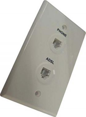 Dual Phone Jack w/DSL Filter Standard Wall Plate White