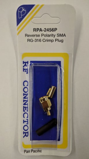 RP-SMA Plug 3-Piece Crimp-On RG-174/U RG-316/U (Gold)