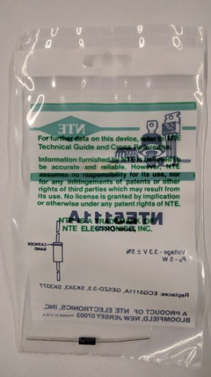 NTE5111A Zener Diode 3.3V 5W Axial Leaded