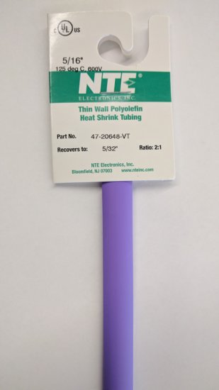 5/16" Violet 48" Thin Wall 2:1 Polyolefin Heat Shrink Tubing