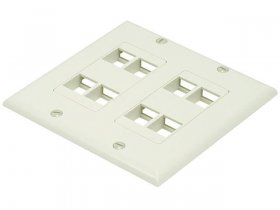 2-Gang Wall Plate for Keystone, 8 Hole - Ivory