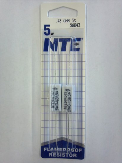0.43 Ohm 5W Cerment Power Wirewound Resistor (2Pk) 5% Tolerance