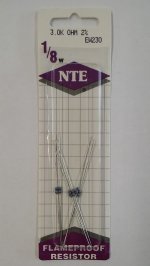 3.0K Ohm, 1/8W, 2% Metal Film Flameproof Resistor (6Pk)