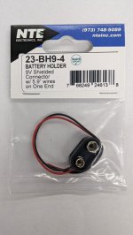 9V Battery Snap (Shielded) Plastic, 5.9" Leads on End