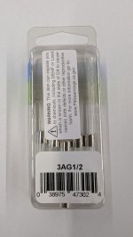 0.5 Amp (500ma) 3AG Glass Fuse (5Pk) Fast Acting 1/4"x1-1/4"