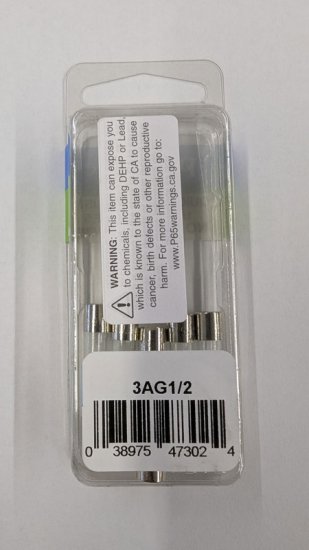 0.5 Amp (500ma) 3AG Glass Fuse (5Pk) Fast Acting 1/4"x1-1/4"