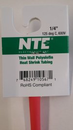 1/4" Red 48" Thin Wall 2:1 Polyolefin Heat Shrink Tubing
