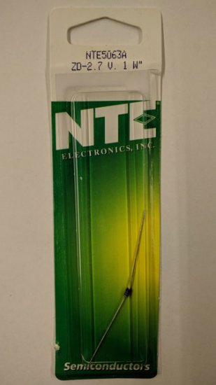 NTE5063A Zener Diode 2.7V 1W, DO-41/DO-15