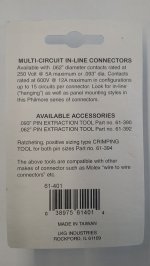 1 Pin Male/Female Pair 0.062" Pins 5A Mated Housings (Molex)