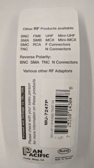 Mini-UHF Plug 2-Piece Twist-On RG-58/U