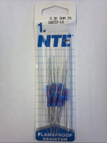 3.3K Ohm 1 Watt Metal Oxide Film Resistor (10Pk) 2% Tolerance