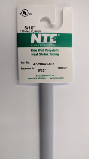 5/16" Grey 48" Thin Wall 2:1 Polyolefin Heat Shrink Tubing