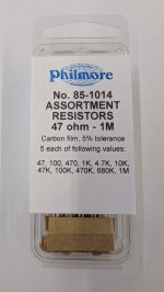 1/4W Carbon Film Resistor Kit: 47-1Meg 5ea of 11 Values 55Pk