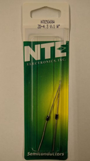 NTE5068A Zener Diode 4.3V 1W, DO-41/DO-15 (2Pk)