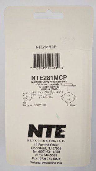 NTE281MCP Matched Complementary Pair of NTE280 and NTE281