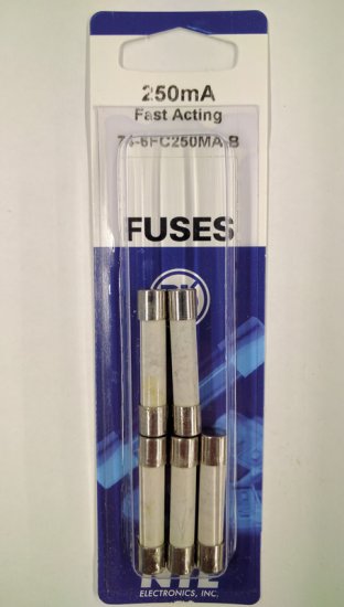 0.25 Amp (250mA) 3AB Ceramic Fuse (5Pk) Fast Acting 6x30mm