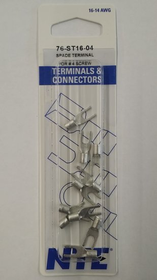 Fork/Spade Terminal Non-Insulated 16-14Awg #4 Stud (10Pk)