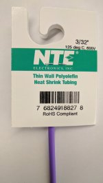 3/32" Violet 48" Thin Wall 2:1 Polyolefin Heat Shrink Tubing