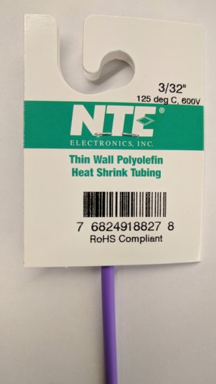 3/32" Violet 48" Thin Wall 2:1 Polyolefin Heat Shrink Tubing