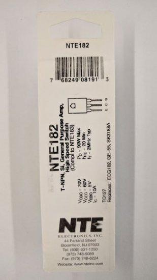 NTE182 T-NPN, Si, Gen Pur Amp, Hi Speed Switch (Compl to NTE183)