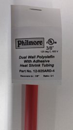 3/8" Red 48" Dual Wall 3:1 Polyolefin Heat Shrink w/Adhesive