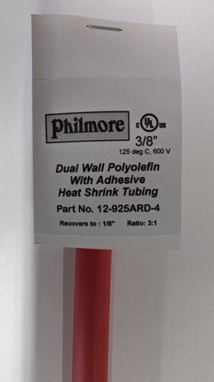 3/8" Red 48" Dual Wall 3:1 Polyolefin Heat Shrink w/Adhesive