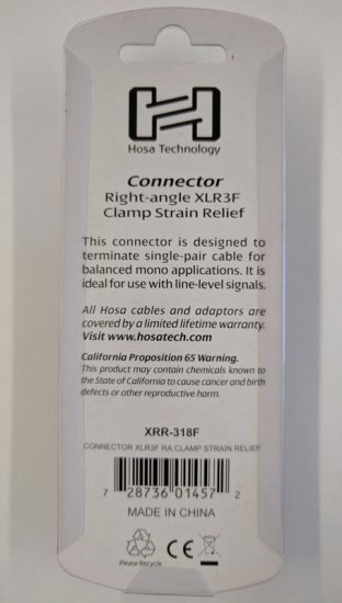 Connector, Right-angle XLR3F