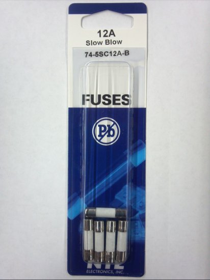 12 Amp (S505) Ceramic Fuse (5Pk) Slow Blow 5x20mm