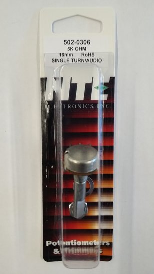 5K Audio Taper Pot 0.1W (16mm) Combo Lug 30mm Shaft