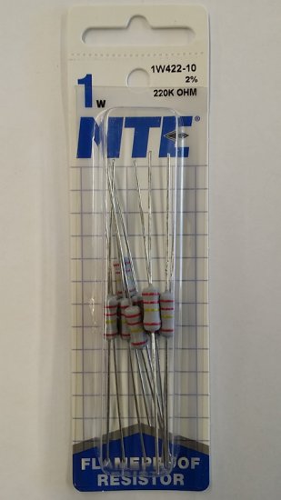 220K Ohm 1 Watt Metal Oxide Film Resistor (10Pk) 2% Tolerance