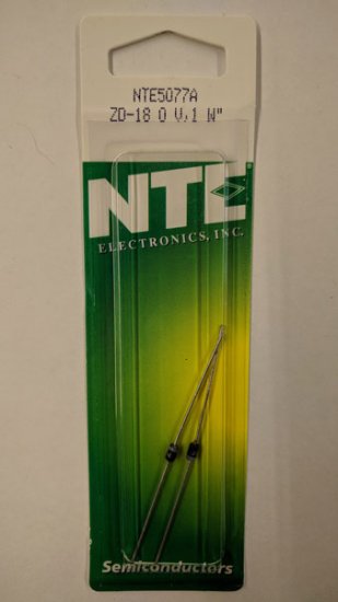 NTE5077A Zener Diode 18.0V 1W, DO-41/DO-15 (2Pk)