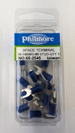 Fork/Spade Insulated 16-14Awg #8 Stud (12Pk) Blue Vinyl