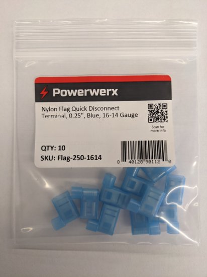 Nylon Flag Quick Disconnect, 0.25", Blue, 16-14 Gauge 10Pk