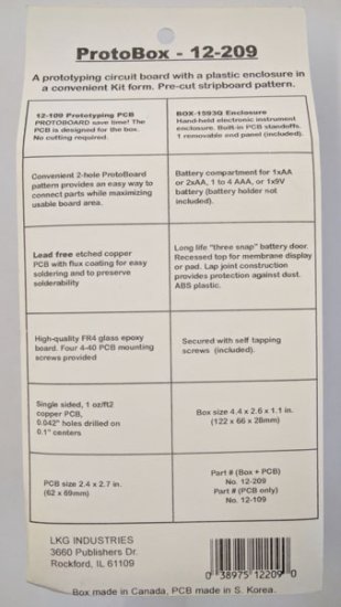 4.4x2.6x1.1" Protobox Kit Hammond 1593Q with Board 2.4x2.7"