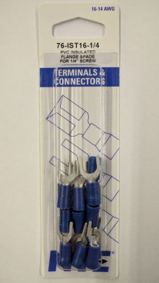 Fork/Spade Insulated Vinyl (PVC) 16-14Awg 1/4" Stud (10Pk)
